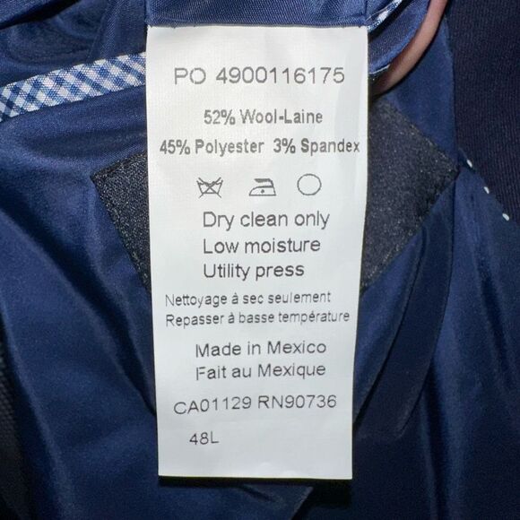 Tommy Hilfiger Men's Navy Blue Modern Fit Long-Sleeve Suit Jacket Size 48L NWT - Picture 6 of 10